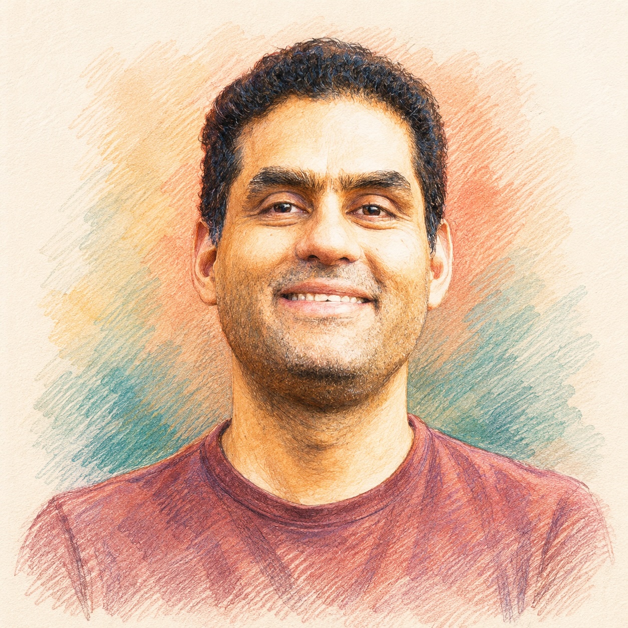 Sketch portrait of Kalyan Sunkavalli
